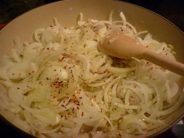 onions in pan